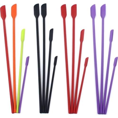 4Pcs Flexible Silicone Scraper Reusable Kitchen Spatula Jar Cake Cream Jam Scrapers Makeup Face Mask Beauty Tool Lengthen Handle