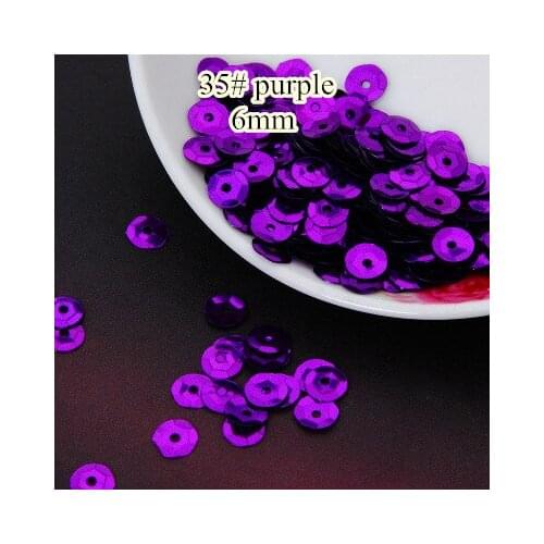 50g 6mm Cup Round Sequin Paillettes Sewing Decoration Artesanatos Acessorios 35# Purple Spangles