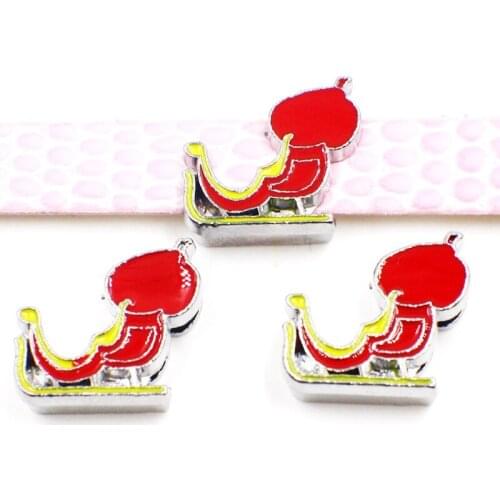50PCS 8mm Alloy Enamel Christmas Slide Charms Slide Beads DIY 8mm Bracelets Wristbands,Belt Straps Pet Name Collar