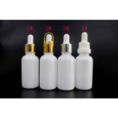 50pcs 30 ml pearl white glass Essential oil bottle serum bottles cosmetic packaging bottle with droppers