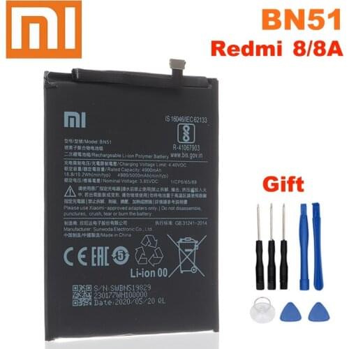 100% Original Xiao Mi Phone Battery for Redmi 8 Redmi 8A BN51 5000mAh High Quality Replacement Battery With Free Tools