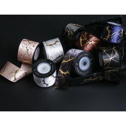 10yards Gold Foil Printed Satin Ribbon for Gift Packaging Wrapping Wedding Christmas Birthday Decoration 2020122201