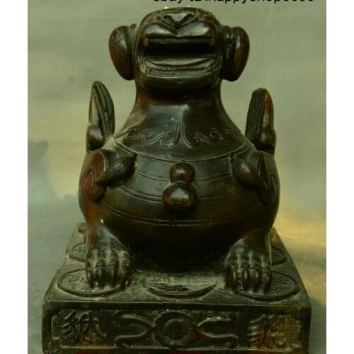 Free Shipping Folk China Copper Bronze Fengshui Wealth Pixiu Brave troops Unicorn Beast Statue 27cm off 50