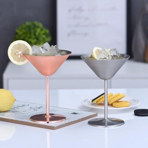 Stainless Steel Red Wine Goblets Cocktail Martini Glass Silver Bar Restaurant Champagne Juice Drinkware Cup Kitchen 200ml