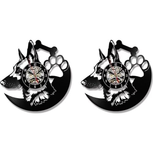 German Shepherd Dog Wall Clock Home Decor Dog Breeds Vinyl Record Vintage Clock Dog Wall Clock Gift