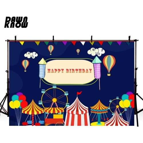 DAWNKNOW Cartoon Circus Photography Background For Baby Photocall Birthday Party Backdrop Children Photo Studio lv783