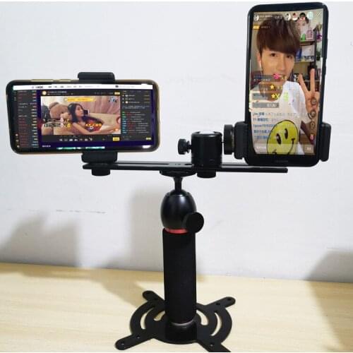 Two-camera live broadcast bracket, multifunctional mobile phone live broadcast clip, three or two fixed clips tripod for phone