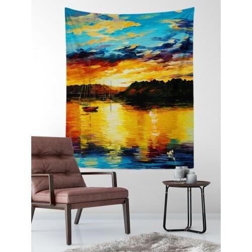 Starry Night Oil Painting Tapestry Van Gogh Abstract Painting Wall Art 3D Blue Wall Hanging Tapestry Home Decor Large Tapestry