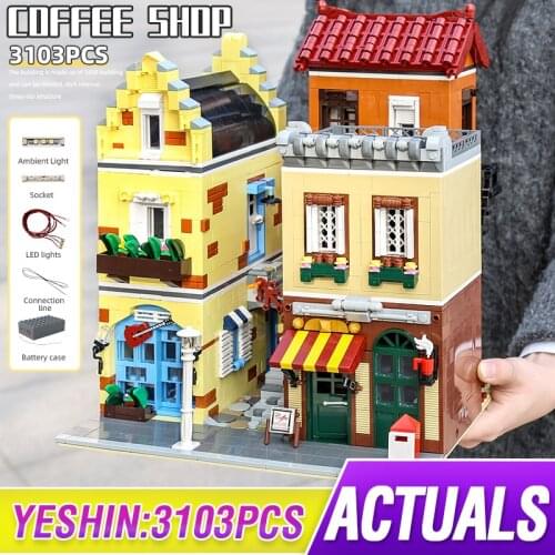 Mould King City Street View Building Toys The MOC Coffee House Assembly Architecture Blocks Bricks Model Kids Christmas Gift