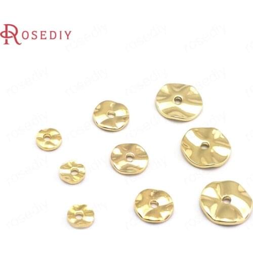 30PCS 1MM 6MM 8MM Height 1MM Hole 1MM 24K Gold Color Brass Round Wave Spacer Beads Jewelry Making Supplies Findings Accessories
