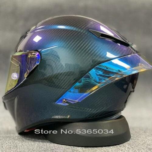 Carbon Fiber Material Chameleon Full Face Motorcycle Helmet With Big Wing Women and Men Winter Season Riding Safety Hat