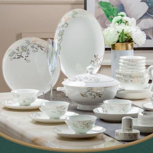 Jingdezhen Ceramic Dinnerware Set dishes and plates sets Kitchen Tableware Ceramic Plates and Dishes Bowls 60pcs combination
