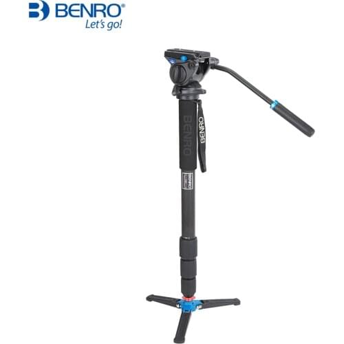 Benro C48TDS4 Monopod Kit Carbon Fiber Camera Stands For Video DSLR Camera S4 Ballhead 4 Section Carrying Bag Max Loading 4kg