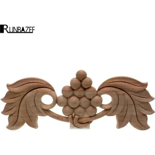 RUNBAZEF Woodcarving Corner Decal Wooden Wood Applique Frame Wall Door Figurines Home Decoration Accessories Furniture Craft