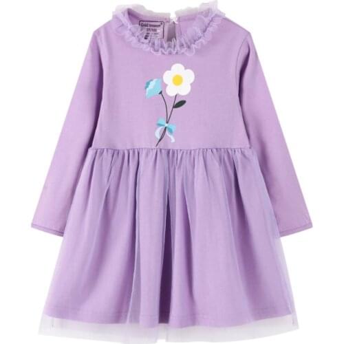 Autumn And Winter Girls Cotton Long-sleeved Dress Baby Floral Print Party Princess Dress