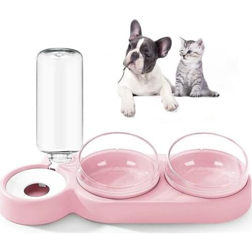 Pet Small Dogs Cats Double Bowls Food Water Feeder Container Dispenser For Dogs Cats Drinking Puppy Feeding Supplies Accessories