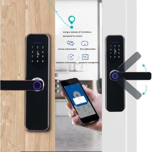S806 Remote Control Smart Tuya TTLock Password Fingerprint Key Card Digital Wifi Smart Door Lock