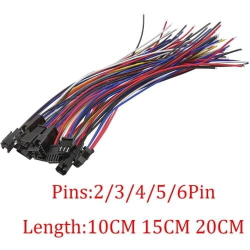 5Pair LED Strip Light Connector 2Pin 3Pin 4Pin 5Pin 6Pin JST SM Plug Socket Male Female Wire Driver Quick Adapter 10CM 15CM 20CM