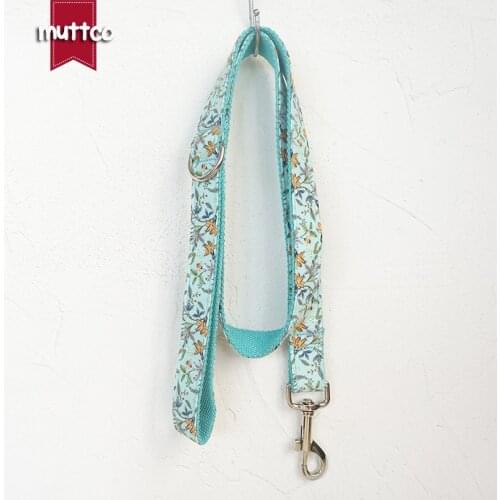 MUTTCO retailing self-design fresh style adjustable leash THEBLUE FLOWER print soft dog collars and leashes 5 sizes UDL060