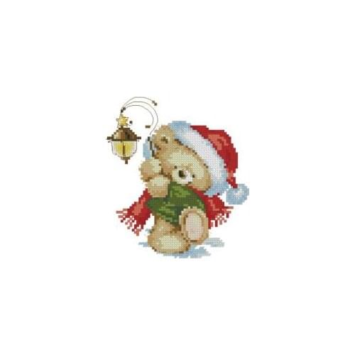 Alisa Christmas bear with lights MM200431 cross stitch 11CT 18ct 14ct cotton thread embroidery DIY handmade needlework