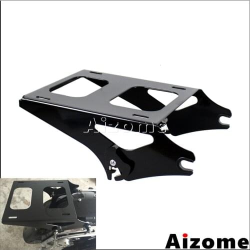 Black Two-up Tour Pack Holder Rack Motorcycle Detachable Rear Luggage Rack For Harley Road King Street Road Glide FLHR 2014-2016