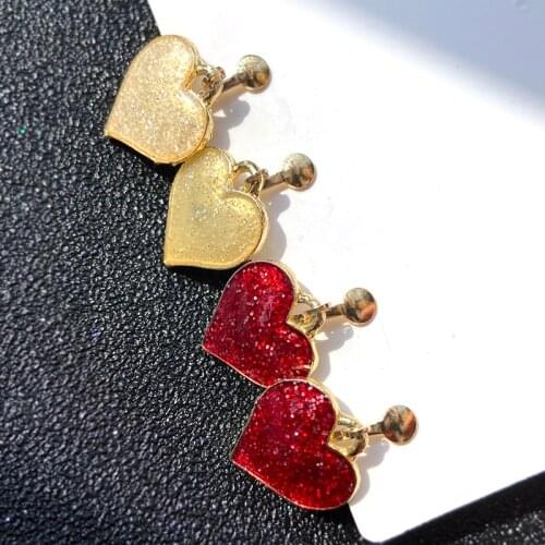 Red heart Earrings No Hole Ear Clips love Clip On Earring Without Piercing Minimalist Earrings Jewelry CE523