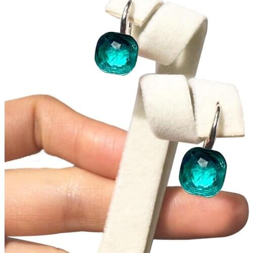 Top Quality Fashion Rose Gold Color Multicolor Faceted Crystal Gemstones Stone Drop Hook Earring For Women