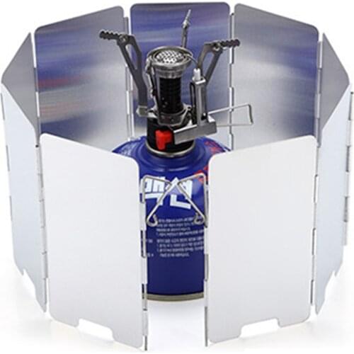 9 Plates Foldable Gas Stove Windshield Outdoor Camping Cooking Burner Windproof Screen Aluminium Alloy Outdoor Stove Wind Shield