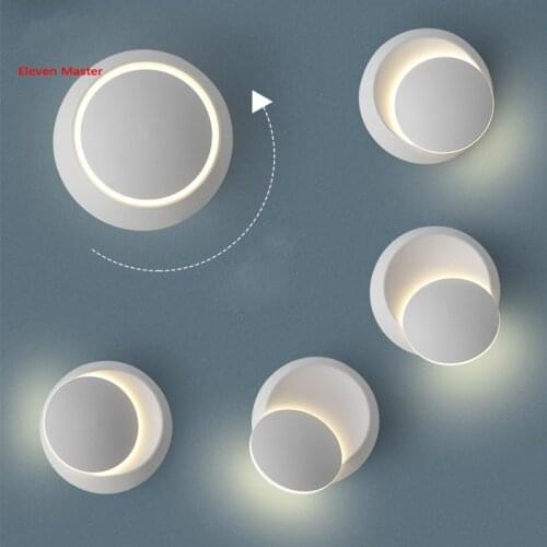 5W LED Wall Lamp Creative Round 360 Degree Rotatable Bedside Wall Lamp Bedroom Living Room Aisle Indoor Led Sconce