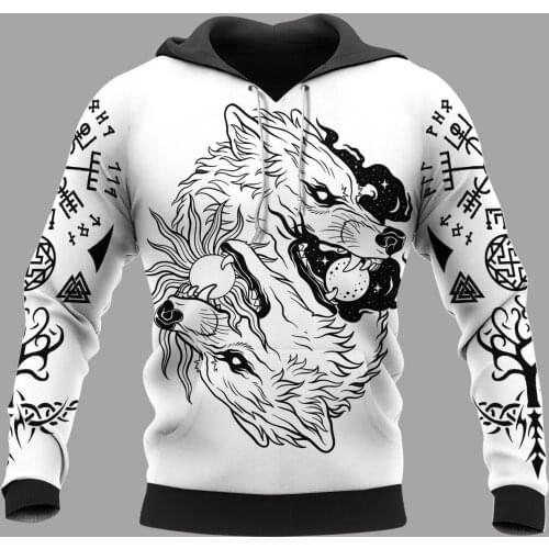 Viking Tattoo Wolf Animal Style 3D Full Print Size Hoodie Man Women Harajuku Outwear Zipper Pullover Sweatshirt Unisex-5