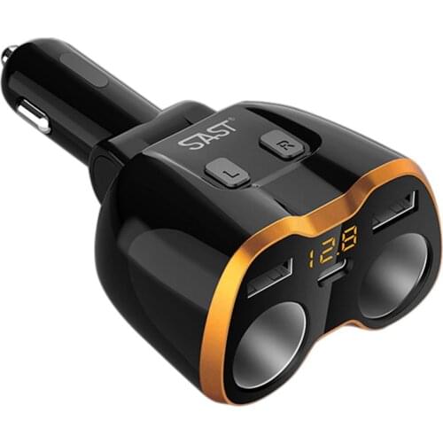 12-24V Universal Automobile Cigarette Lighter Socket Adapter Extender Dual USB Mobile Phone Charger Car LED Voltage Test Display