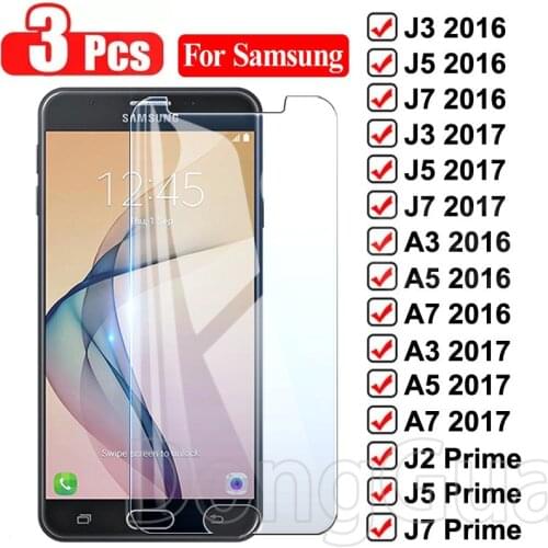 9H 3Pcs Protective Glass For Samsung GalaxyJ2 J3 J4 J5 J7 A3 A5 A7 2016 2017 Prime A51 A71 Tempered Screen Protector Glass Film