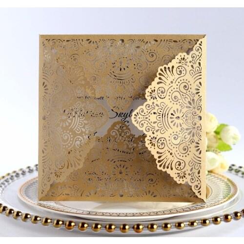10 Vertical Laser Cutting Invitation Card Set European Wedding Groom Bride Invitation Large Business Card