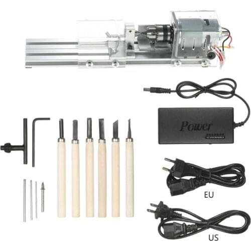 100W Mini Lathe Machine Tool DIY Woodworking Wood Milling Grinding Polishing Beads Drill Rotary