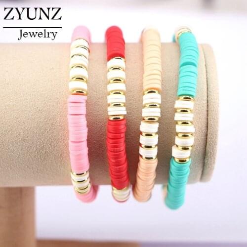 12PCS, Polymer Clay Beads Bracelet Boho Jewelry Gift for Women Jewelry Beaded Charms Bracelet Wholesale