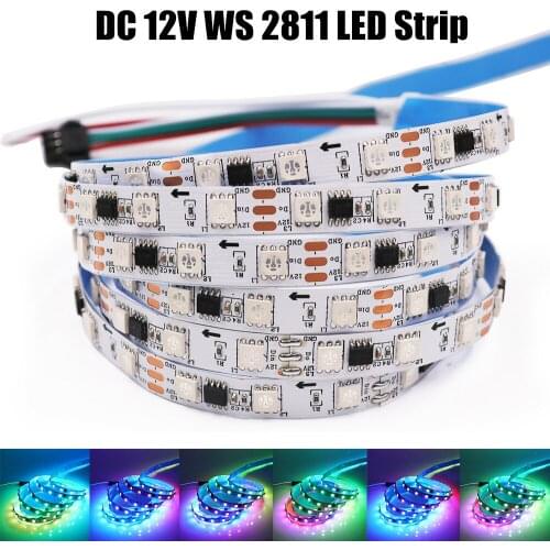 DC 12V WS2811 Led Strip 30 60 LEDs Smart RGB Full Color 5050 Led strip Flexible LED Tape Lights 1m 2m 5m