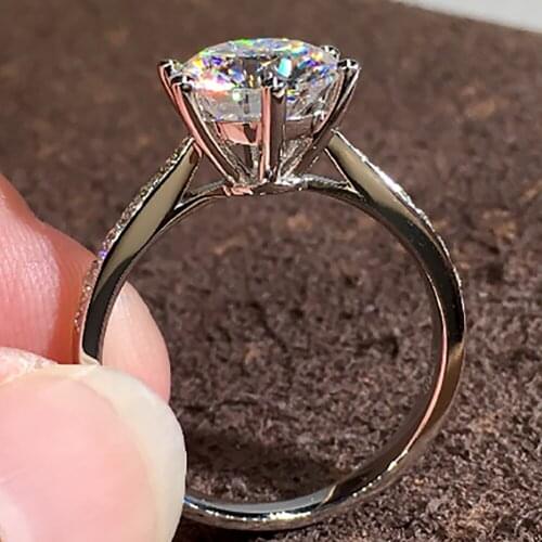 14K Au585 White Gold Women Wedding Party Engagement Ring 1 2 3 4 5 Carat Round Moissanite Diamond Ring Classic Trendy Elegant