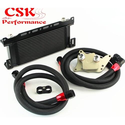 16 Row Oil Cooler Bracket Hose Kit Fits For BMW Mini Cooper S R56 Supercharger Black