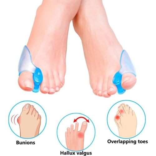2pcs Hallux Valgus Correction Bunion Spacers Overlapping Toe SeparatorsThumb Finger Orthopedic Silicone Orthosis Foot Care Tool