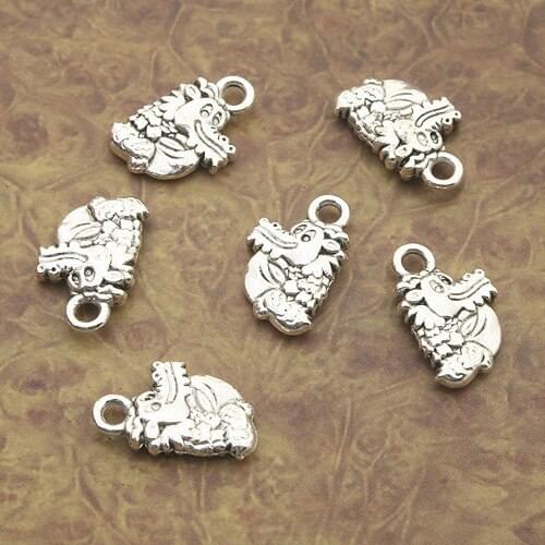 22pcs Tibetan Silver tone 2sided cute cartoon dragon charms X0035