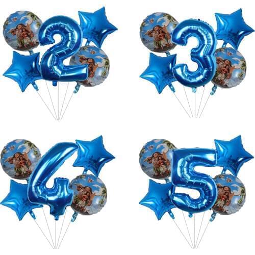 5pcs/lot Moana balloons 30 inch blue Number balloon supplies Cute Princess moana theme birthday party decoration kids toys gifts