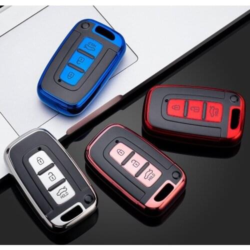 ABS Smart Car Key Fob Case Cover Keychain Holder For Hyundai Santa Fe/Veloster Palisade Accent Kona Electric Nexo