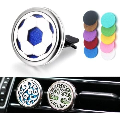 Aromatherapy Football Car Vent Clip Stainless Steel Magnetic Aroma Essential Oil Diffuser Perfume Locket Air Freshener