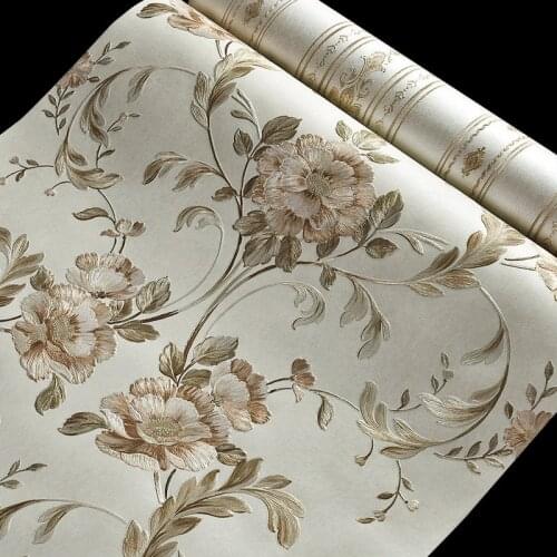 Beibehang European style flower AB striped warm living room bedroom filled with high-end 3D wallpaper decoration