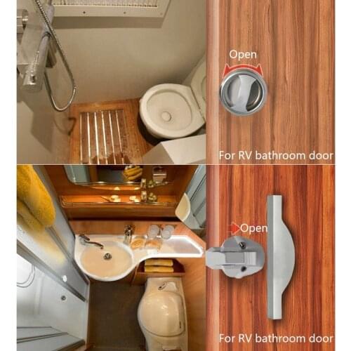 Motorhome Safety Door Lock Caravan Wardrobe Lock Toilet Bathroom Handle Pull Knot Rotating Lock