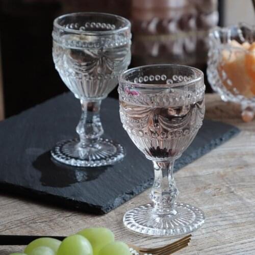 2pcs/Set 120ml Vintage Carved Goblet Whiskey Red Wine Cup Sake Brandy Cup Chateau Bar Home Drinkware Wine Glass