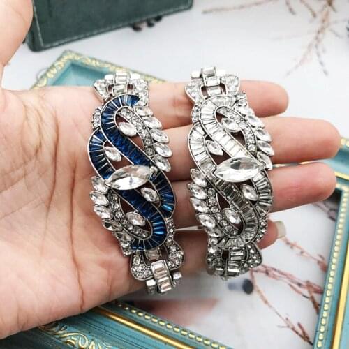 Blue Crystal Bracelet Chains Link Jewelry Punk Fashion Accessories For Womens Partys Gift
