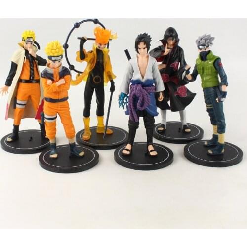 19cm 6pcs/Lot Anime Uzumaki Naruto Shippuden Statue Uchiha Itachi Sasuke Hatake Kakashi PVC Action Figure Model Toy Doll