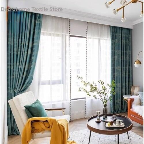 French Light Luxury Jacquard Curtains Dark Pattern Thickening Curtains for Living Room Bedroom Customized Finished Products