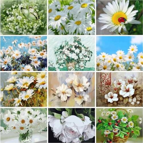 HUACAN Painting By Number Flower DIY Drawing Canvas Hand Painted Pictures By Numbers Home Decoration